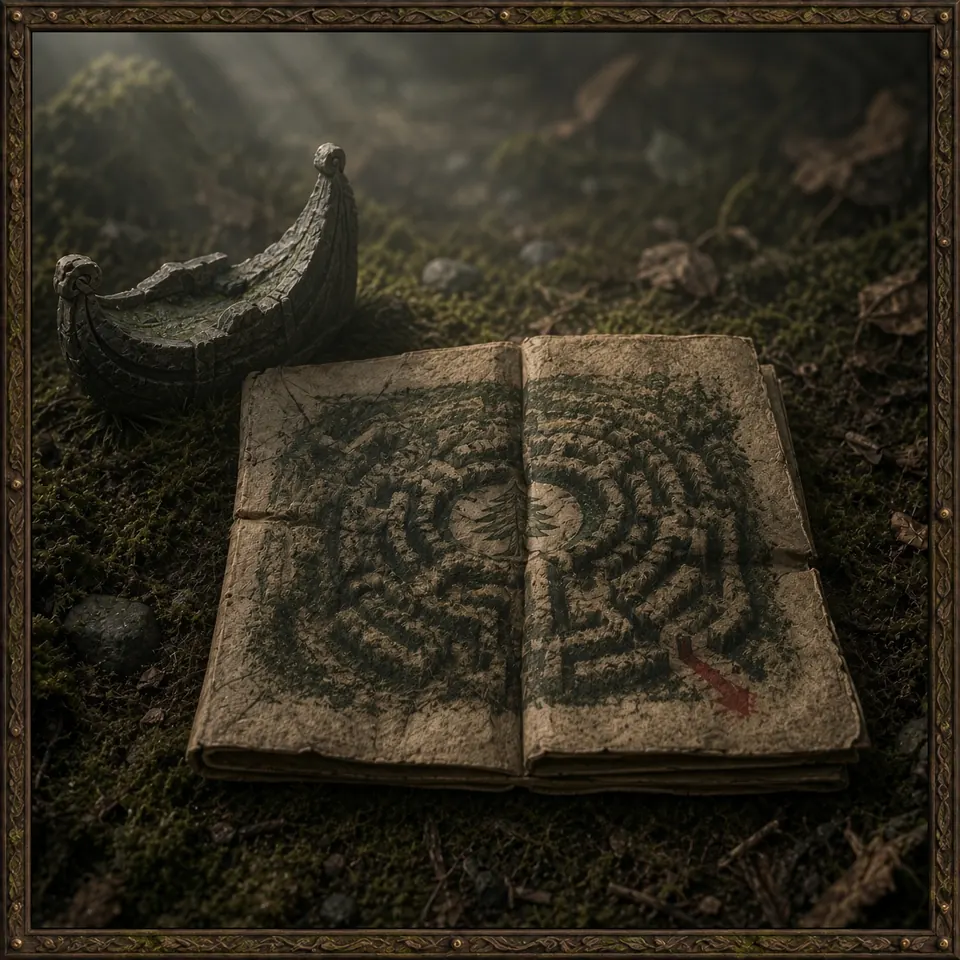 The hedge-maze map from Chapter 1